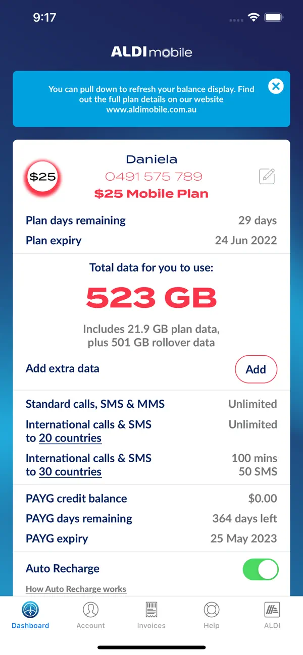 ALDI Mobile app home screen