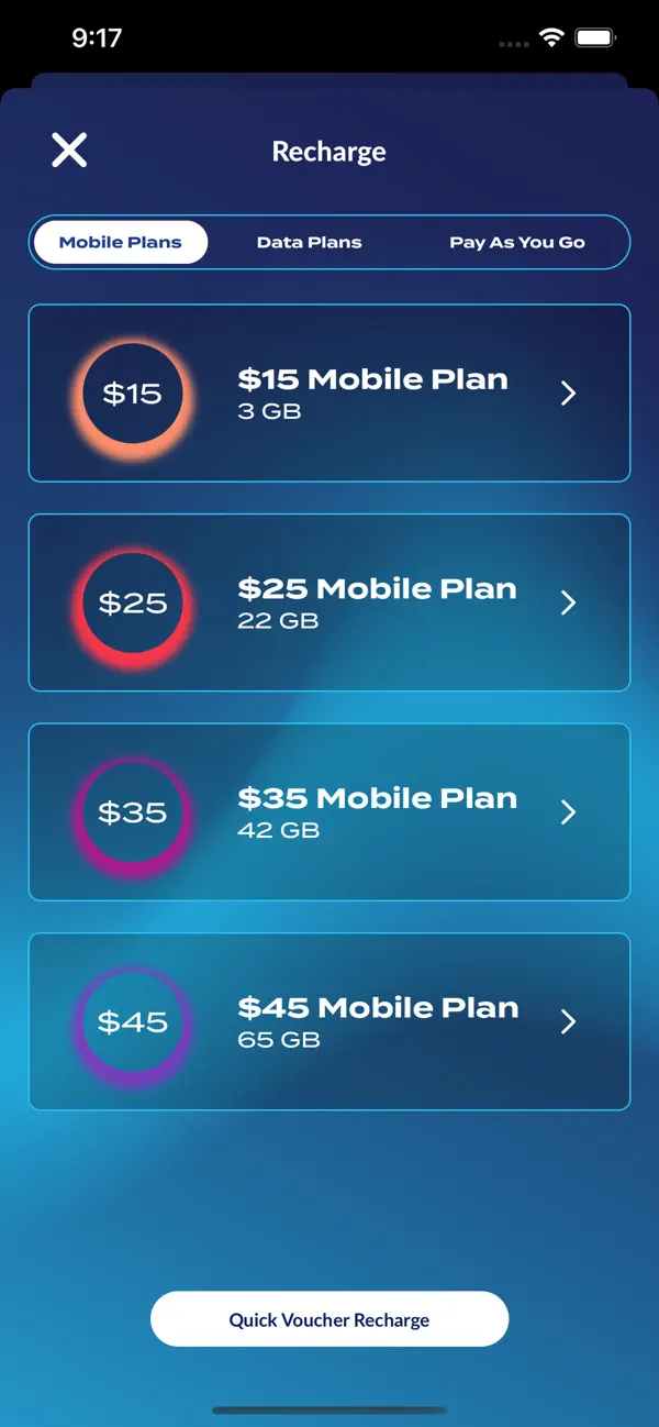 ALDI Mobile app recharge screen