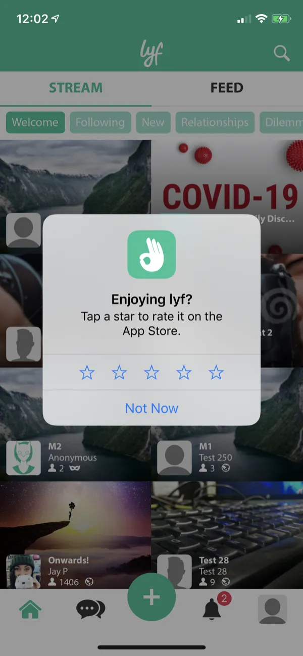 Lyf app feature screen