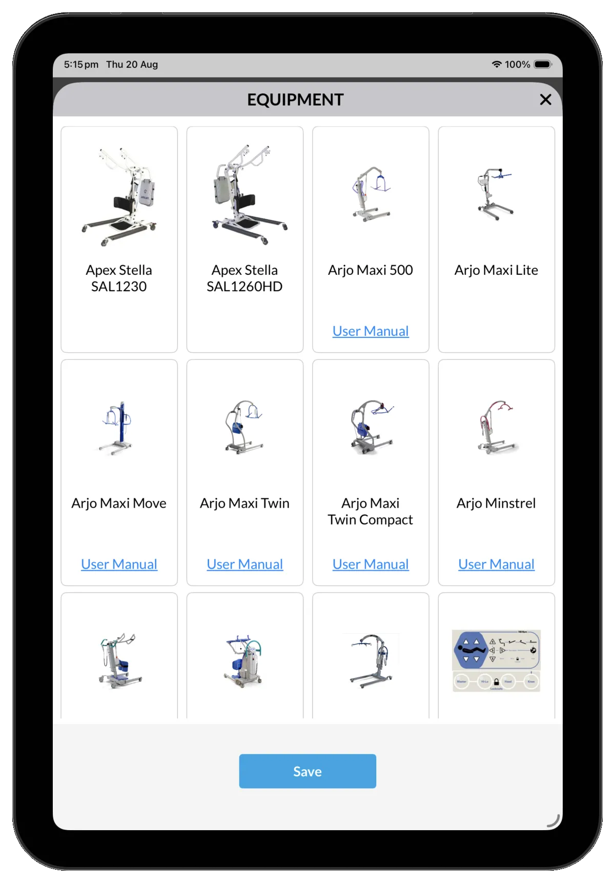 MobilityTracker equipment library
